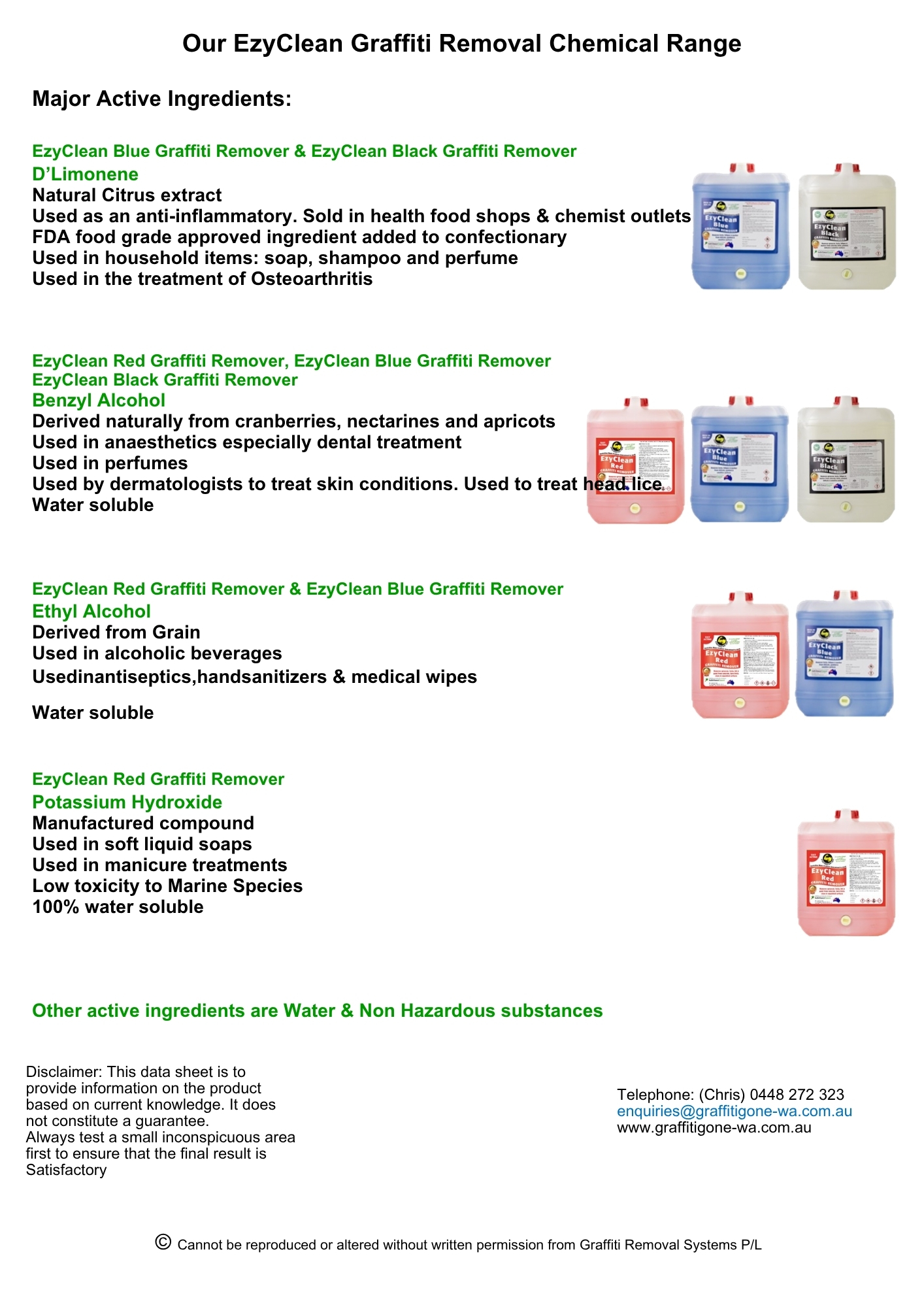 GRC DF FLYER.pdf (2) Flyer showing non-toxic ingredients of EzyClean graffiti remover used by Graffiti Gone WA in Perth.